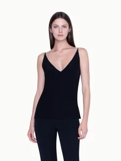 AKRIS Silk Crêpe Tank Top With Spaghetti Straps