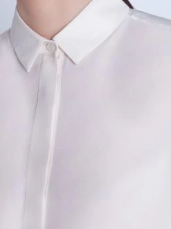 AKRIS Silk Satin Blouse With Covered Button -AKRIS sale 402743