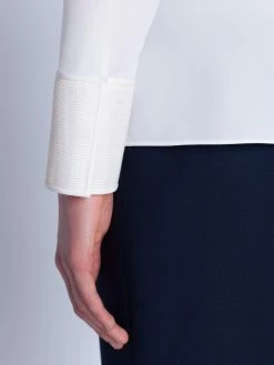 AKRIS Silk Satin Blouse With Covered Button -AKRIS sale 402744