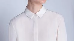 AKRIS Silk Satin Blouse With Covered Button -AKRIS sale 402749