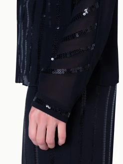 AKRIS Blouse In Silk Georgette With Sequin Stripes Embellishment 17 AKRIS Blouse In Silk Georgette With Sequin Stripes Embellishment -AKRIS sale 445869