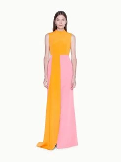 AKRIS Gown In Silk Crêpe Bi-Color With Asymmetrical Hem -AKRIS sale 446142