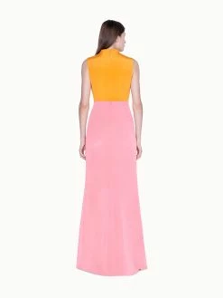 AKRIS Gown In Silk Crêpe Bi-Color With Asymmetrical Hem -AKRIS sale 446145