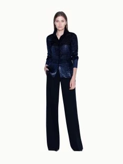 AKRIS Blouse In Silk Velvet Dévoré With Horsehair Cuff -AKRIS sale 446249