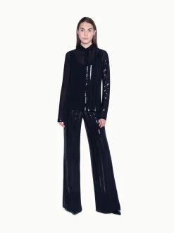 AKRIS Blouse In Silk Georgette With Sequin Stripes Embellishment 11 AKRIS Blouse In Silk Georgette With Sequin Stripes Embellishment -AKRIS sale 446328