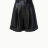 AKRIS High Waisted Lamb Nappa Leather Shorts