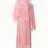 AKRIS Belted Lace Dress With Detachable Cape Scarf