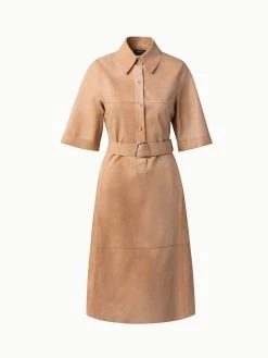 AKRIS Leather Polo Shirtdress