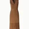 AKRIS Sleeveless Suede V-Neck Dress
