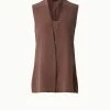 AKRIS Long Sleeveless Silk Crêpe V-Neck Tunic