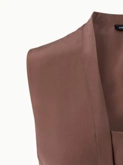 AKRIS Long Sleeveless Silk Crêpe V-Neck Tunic -AKRIS sale 548649