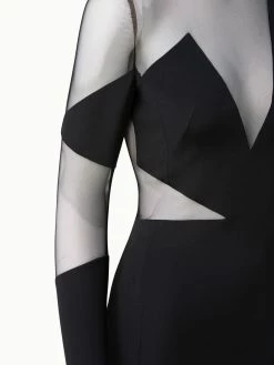 AKRIS Semi-Sheer Cutout Silk Crêpe Sheath Dress -AKRIS sale 550267