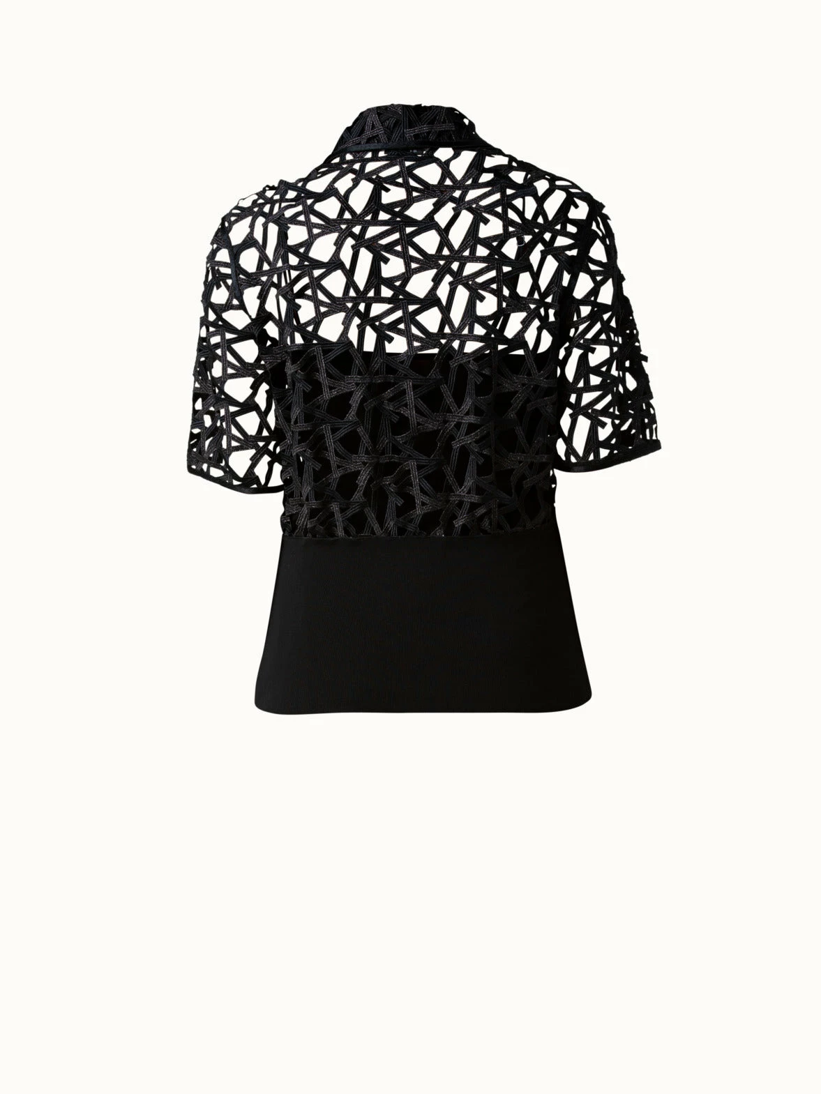 AKRIS Cropped Embroidered Semi-Sheer Blouse 2 AKRIS Cropped Embroidered Semi-Sheer Blouse - Image 2