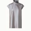 AKRIS Pearlized Leather Tunic Blouse