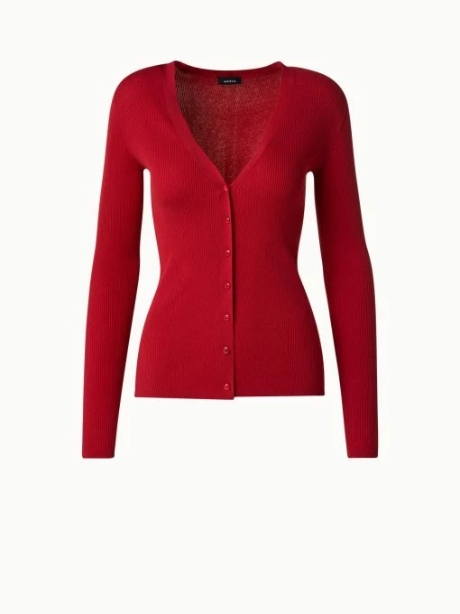 AKRIS Sea Island Cotton Rib Knit Cardigan -AKRIS sale 554988