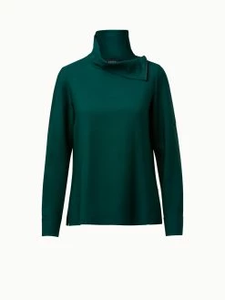 AKRIS Wool Serge High Neck Blouse
