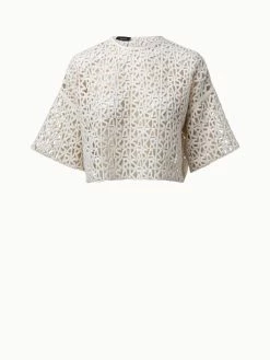 AKRIS Short Top In Infinite Wool Embroidery