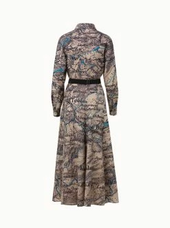 AKRIS Wool Mousseline Vintage St. Gallen Map Print Dress 12 AKRIS Wool Mousseline Vintage St. Gallen Map Print Dress -AKRIS sale 601870