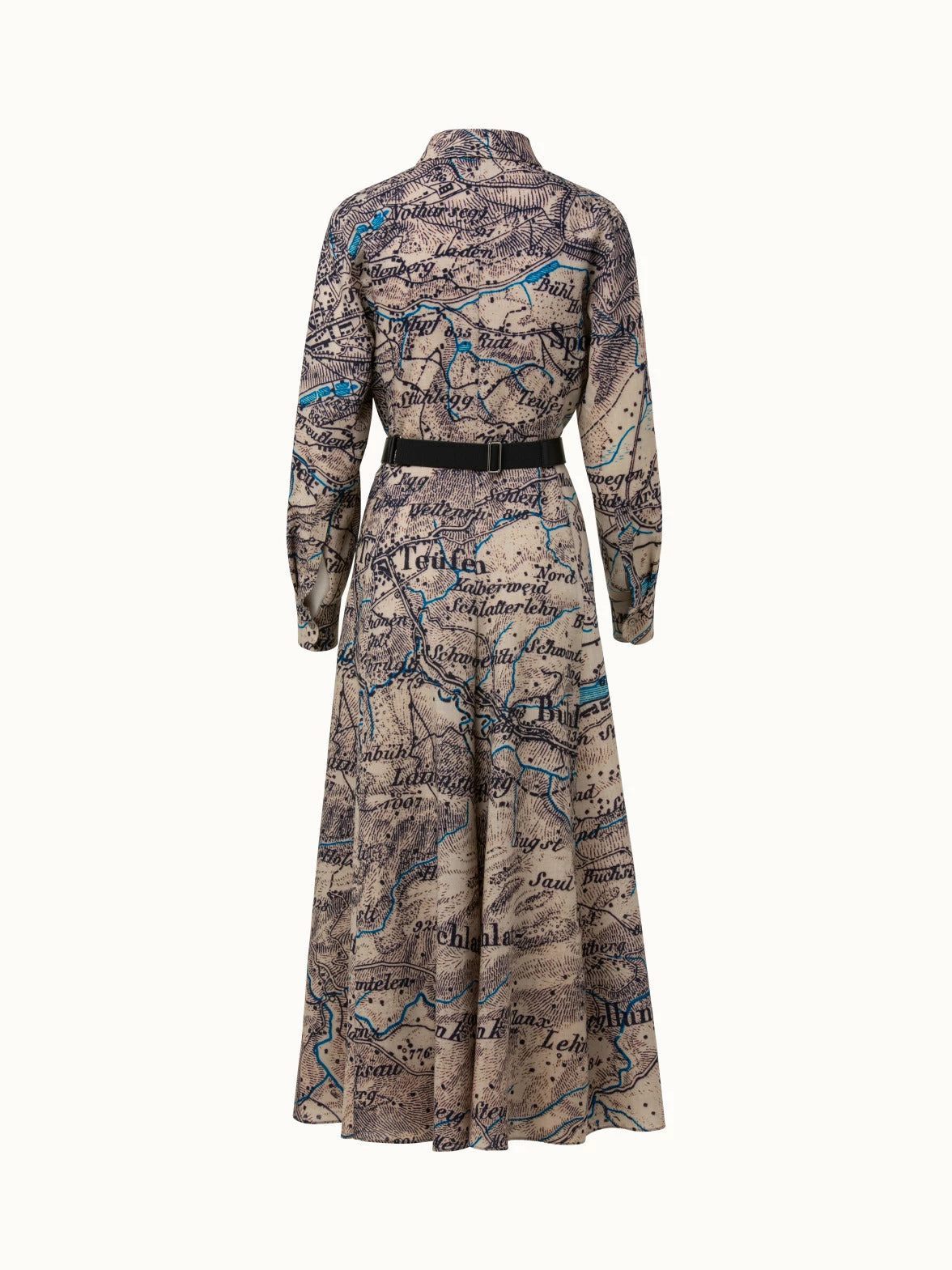 AKRIS Wool Mousseline Vintage St. Gallen Map Print Dress 5 AKRIS Wool Mousseline Vintage St. Gallen Map Print Dress - Image 5
