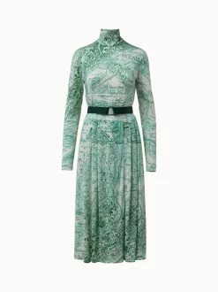 AKRIS Dress Wool Jersey St.Gallen Map Print