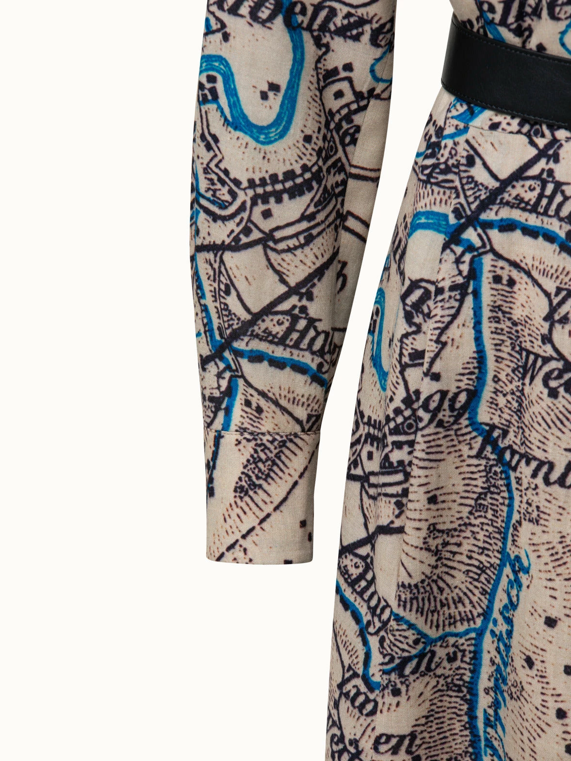 AKRIS Wool Mousseline Vintage St. Gallen Map Print Dress 8 AKRIS Wool Mousseline Vintage St. Gallen Map Print Dress - Image 8