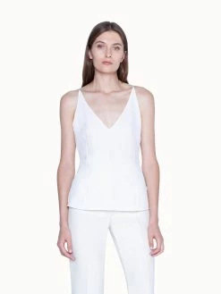AKRIS Tank Top In Silk Crêpe With V-Neck
