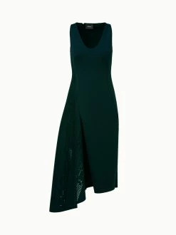 AKRIS Techno Neoprene Punch Card Laser Cut Inset Dress