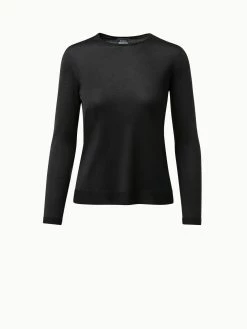 AKRIS Fine Gauge Cashmere Silk Pullover