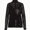 AKRIS Blouse In Silk Georgette With Sequin Stripes Embellishment