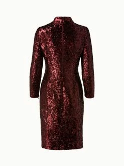 AKRIS Sequins Stretch Long Sleeve Sheath Dress -AKRIS sale 648686