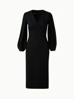 AKRIS Wool Lurex Double Face Knit Sleeve Dress