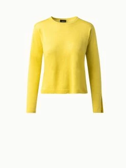 AKRIS Linen Cashmere Silk Boxy Knit Pullover