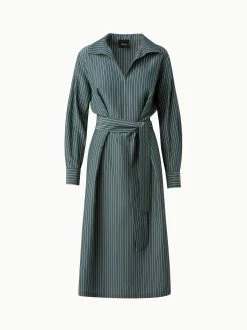 AKRIS Silk Crepe Stripes Shirt Dress -AKRIS sale 648862