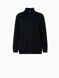 AKRIS Cashmere Cotton Sequins Zip Cardigan
