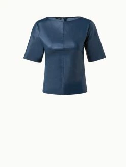 AKRIS Lamb Nappa Stretch Leather Blouse