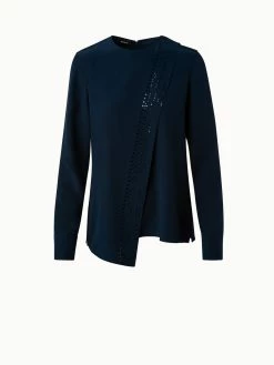 AKRIS Silk Crêpe Asymmetrical Sash Blouse