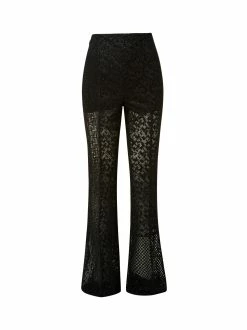 AKRIS High Waist Techno Embroidery Patchwork Bootcut Pants
