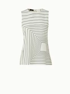 AKRIS Silk Crêpe Square Trapezoid Print Blouse