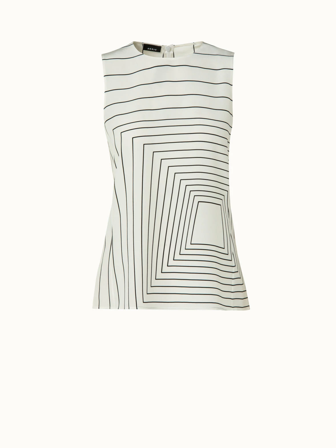 AKRIS Silk Crêpe Square Trapezoid Print Blouse 1 AKRIS Silk Crêpe Square Trapezoid Print Blouse