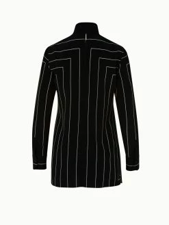 AKRIS Silk Crêpe Trapezoid Square Print Tunic Blouse With Front Zip Collar -AKRIS sale 669078