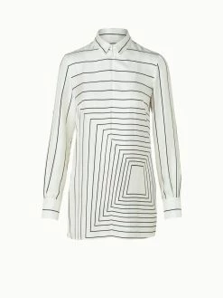 AKRIS Silk Twill Trapezoid Square Print Tunic Blouse 9 AKRIS Silk Twill Trapezoid Square Print Tunic Blouse -AKRIS sale 669080