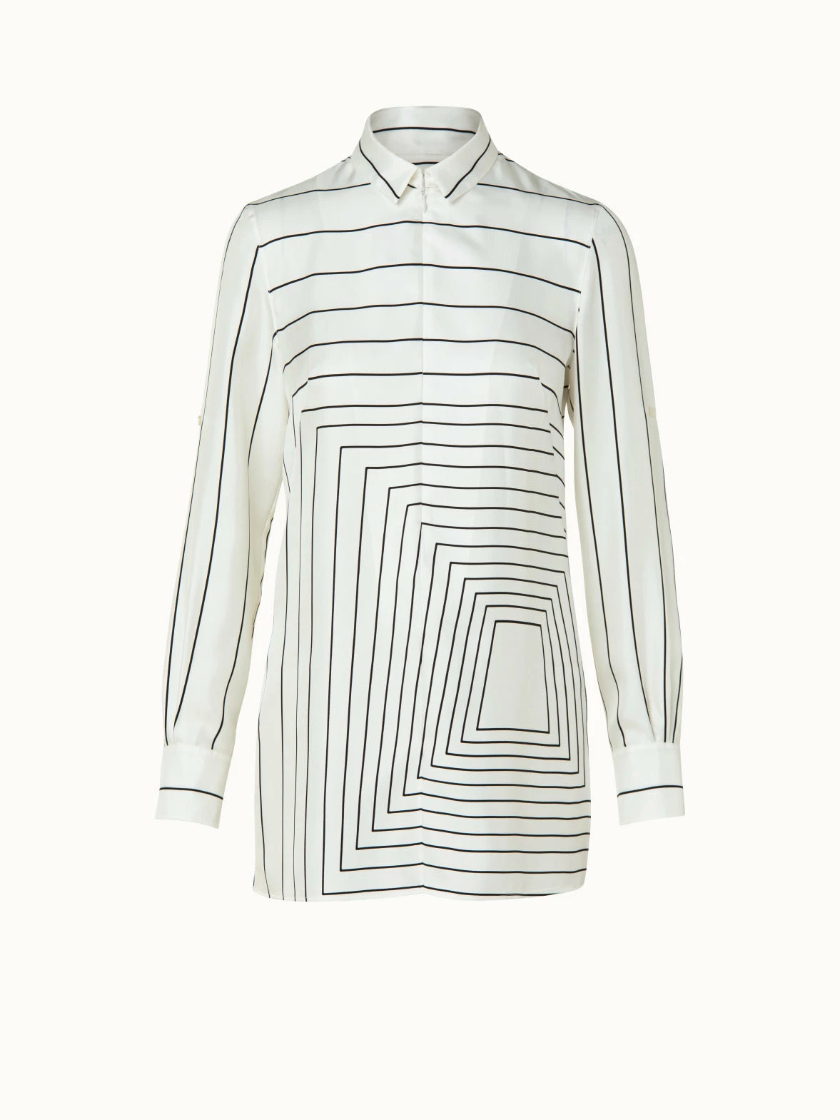 AKRIS Silk Twill Trapezoid Square Print Tunic Blouse 3 AKRIS Silk Twill Trapezoid Square Print Tunic Blouse - Image 3