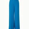 AKRIS Wide Leg Linen Wool Crêpe Double-Face Pants