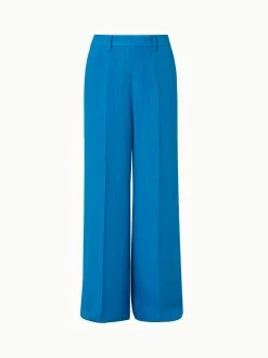 AKRIS Wide Leg Linen Wool Crêpe Double-Face Pants