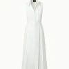 AKRIS Cotton Stretch Poplin Sleeveless Shirt Dress With Apron Detail