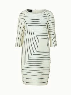 AKRIS Trapezoid Sqaure Print Cotton Silk Double-Face Dress