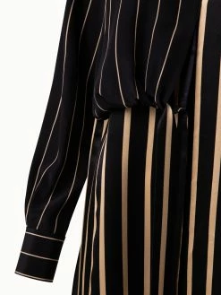 AKRIS Silk Crêpe Tunic Blouse With Screen Stripes Print -AKRIS sale 683534
