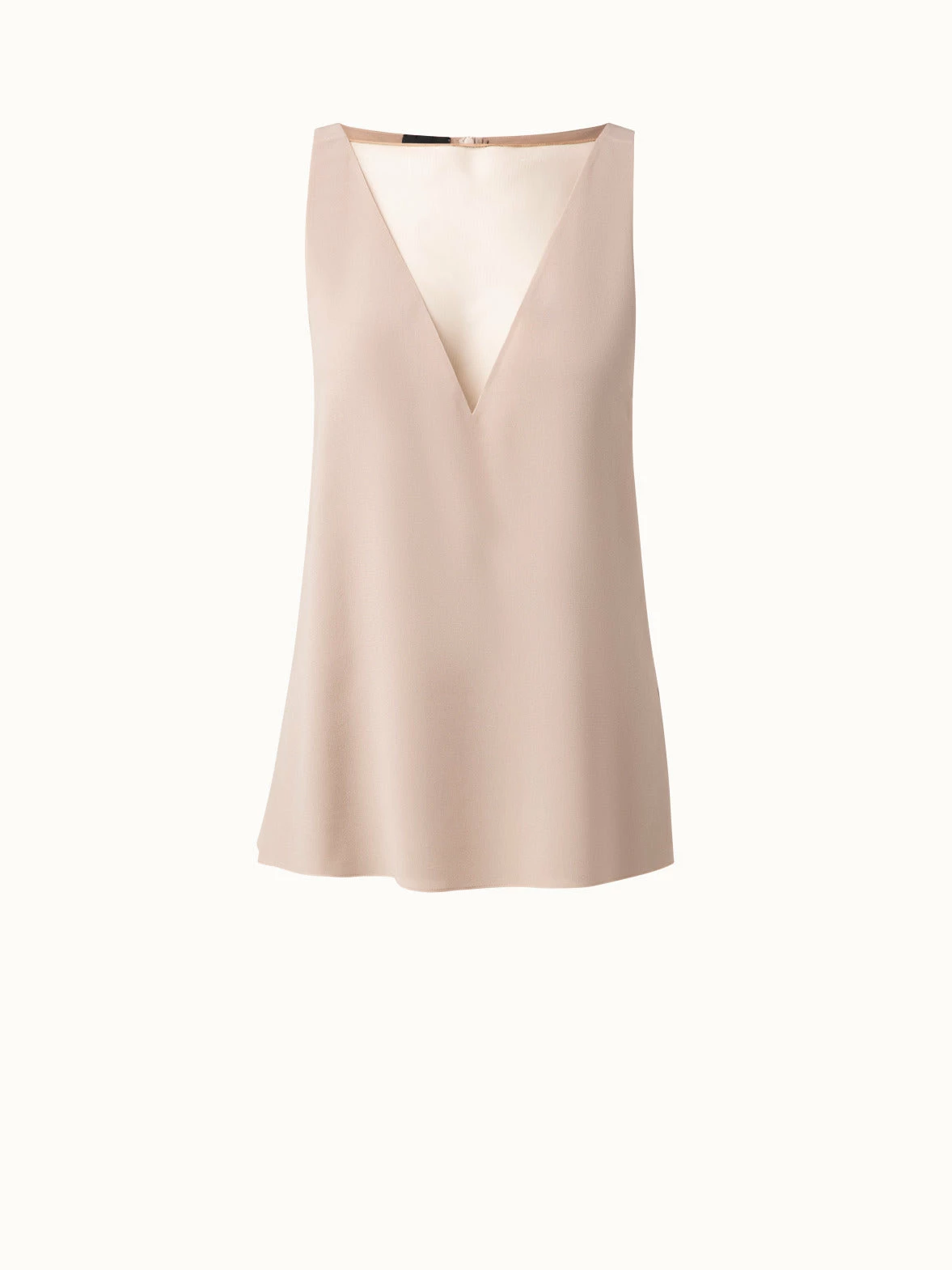 AKRIS Silk Georgette Tank Top With V-Neck Tulle Inset 1 AKRIS Silk Georgette Tank Top With V-Neck Tulle Inset