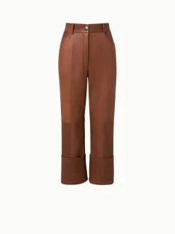 AKRIS Lamb Nappa Leather High Waist Wide Leg Pants