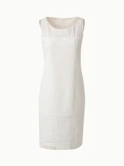 AKRIS Cotton Broderie Anglaise Patchwork Sheath Dress
